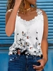 Casual Jersey Floral V Neck Tank Tops & Camis