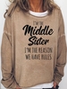 Casual Letter Autumn Mid-weight No Elasticity Daily Fit Regular H-Line Sweatshirts for Women