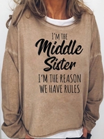 Casual Letter Autumn Mid-weight No Elasticity Daily Fit Regular H-Line Sweatshirts for Women
