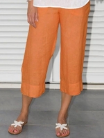 Casual Linen Solid Pants
