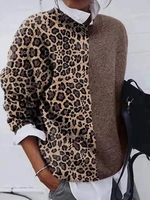 Casual Long Sleeve Leopard Print Sweaters