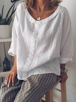 Casual Loose Cotton Solid Blouses