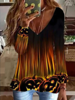 Casual Ombre Autumn Micro-Elasticity Daily Regular Fit Jersey A-Line Regular Size T-shirt for Women