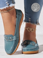 Casual Plain All Season Moccasin Daily Leather Flat Heel Best Sell TPR Loafers for Women
