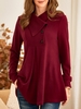 Casual Plain Shawl Collar Tops