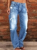 Casual Plain Spring High Elasticity Daily Straight pants Long H-Line Regular Jeans for Women