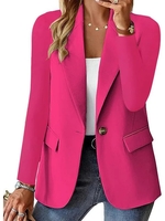 Casual Plain Spring/Fall Natural Lightweight No Elasticity Long Sleeve Lapel Collar Regular Blazers for Women