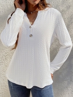 Casual Plain Spring/Fall Polyester Buttoned Loose Long Sleeve H-Line Medium Elasticity Shirts for Women