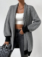 Casual Plain Spring/Fall V neck No Elasticity Loose Regular H-Line Regular Cardigans for Women