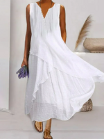 Casual Plain Summer Commuting Loose Maxi Sleeveless Tank Regular Dresses for Women
