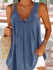 Casual Plain Summer Loose Oxford Crew Neck H-Line Regular NL Tank Tops for Women