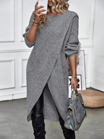 Casual Plain Winter Loose Long Sleeve Crew Neck H-Line Medium Elasticity NL Sweaters for Women