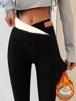 Casual Plain Winter Natural Daily Tight Warmth Legging H-Line Leggings for Women