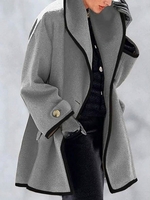 Casual Shawl Collar Long Sleeve Shift Outerwear - Anniecloth