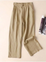 Casual Solid Pockets Pants