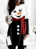 Casual Spring Christmas Snowman Heavyweight Micro-Elasticity Daily Jersey Fit Mid-long Tops for Women