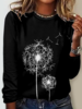 Casual Spring/Fall Dandelion Polyester Micro-Elasticity Daily Long Sleeve H-Line Regular Shirts for Women