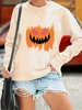Casual Spring/Fall Halloween Polyester Daily Loose Long Sleeve Crew Neck H-Line Sweatshirts for Women