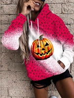 Casual Spring/Fall Halloween Polyester Hoodie Micro-Elasticity Regular H-Line Regular Hoodies for Women