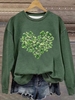 Casual Spring/Fall Shamrock Long Sleeve Crew Neck Cotton-Blend Regular St.Patrick&0S Day Medium Elasticity Sweatshirts for Women
