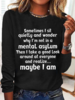 Casual Spring/Fall Text Letters Daily Long Sleeve Crew Neck Cotton-Blend Regular Regular Shirts for Women