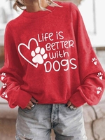 Casual Spring/Fall Text Letters Micro-Elasticity Daily Loose Long Sleeve Valentine&0s Day H-Line Sweatshirts for Women