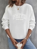 Casual Spring/Fall Text Letters Polyester Micro-Elasticity Daily Crew Neck Regular H-Line Sweatshirts for Women