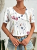 Casual Summer Floral Pattern Lightweight Micro-Elasticity Daily Regular H-Line NL Shirts for Women