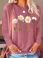 Casual Summer Text Letters Daily Regular Fit Short Sleeve Crew Neck Cotton-Blend Regular Shirts for Women