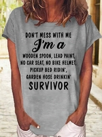 Casual Summer Text Letters No Elasticity Daily Short Sleeve Cotton-Blend Regular H-Line T-shirts for Women