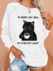 Casual Text Letters Spring/Fall Polyester Regular Fit Long Sleeve Crew Neck Regular H-Line Sweatshirts for Women