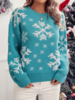Casual Winter Snowflake Christmas Wool/Knitting Regular H-Line Regular Medium Elasticity Sweater for Women