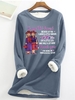Casual Winter Text Letters Micro-Elasticity Regular Fit Christmas Crew Neck Regular H-Line Sweatshirts for Women