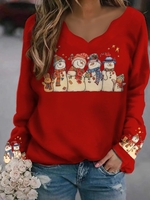Christmas Snowman V Neck Jersey Fit T-Shirts & Tees