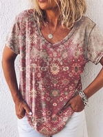 Cotton-Blend Color-Block Short Sleeve Shift T-Shirts & Tees - Anniecloth