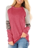 Cotton-Blend Crew Neck Long Sleeve Casual Tops