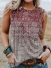 Cotton-Blend Crew Neck Sleeveless Floral Tank Tops & Camis - Anniecloth