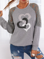 Cotton Blends Casual Crew Neck T-Shirts & Tees