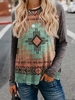 Cotton Blends Tribal Loosen T-Shirts & Tees