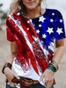 Crew Neck Casual Flag Loose T-Shirts & Tees