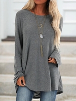 Crew Neck Loose Raglan Sleeve Casual Tunics
