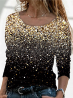 Crew Neck Vacation Ombre Off Shoulder Sleeve T-Shirts & Tees