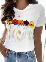 Floral Casual Jersey T-Shirts & Tees