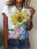 Floral Loose Casual T-Shirts & Tees