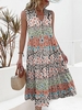 Floral Summer Elegant Ruched Natural Loose Jersey Maxi A-Line Dresses for Women