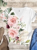 Floral Summer Vacation Jersey Short sleeve Regular H-Line Regular Vacation T-shirt for Women