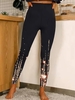 Geometric Casual Autumn Mid-weight High Elasticity Daily Jersey Tight Long Leggings for Women