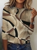 Geometric Casual Spring/Fall No Elasticity Jersey Long Sleeve Crew Neck H-Line Regular T-shirts for Women