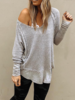 Gray Long Sleeve Knitted Tops