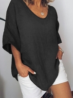 Linen Casual Round Neck T-Shirts & Tees